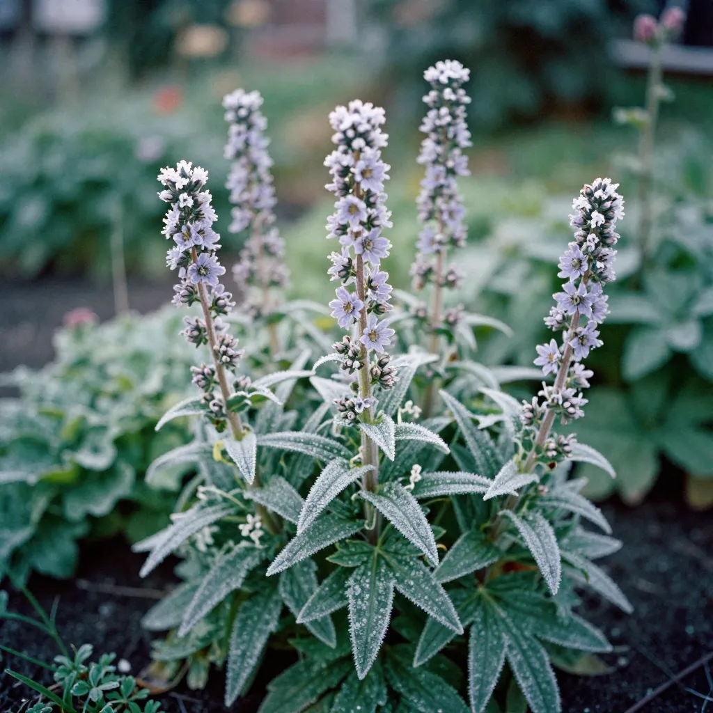 Winter plant silhouette against snow